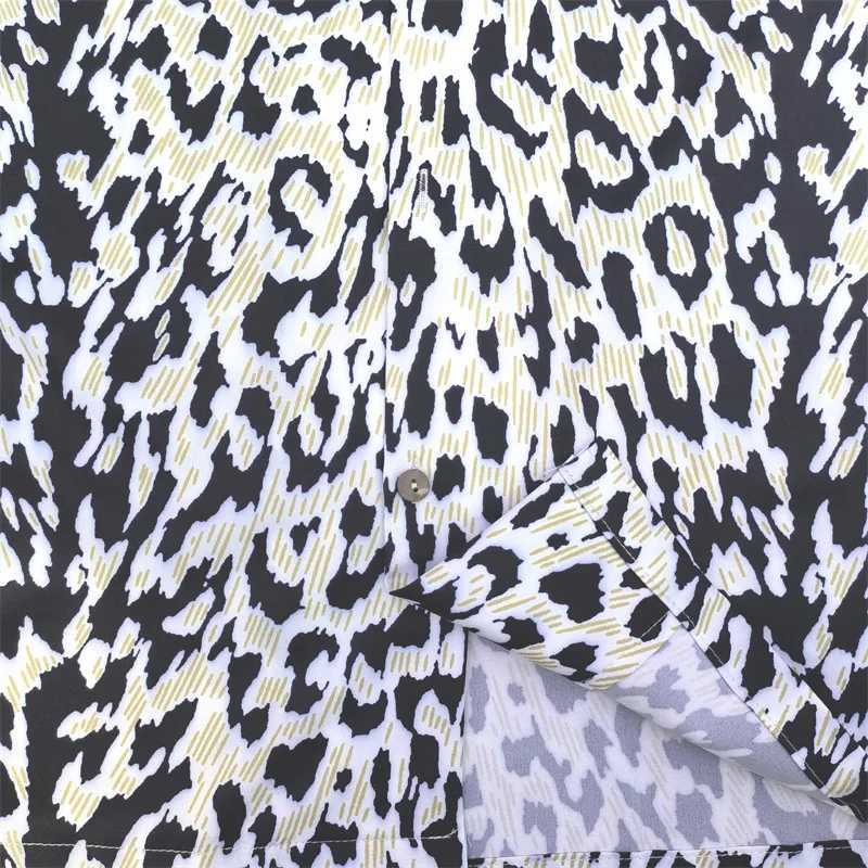 New Gradient Leopard Full Print Chaopai Hawaiian Short Sleeve Mens 1 1 High Quality Casual Top T-shirt X250410