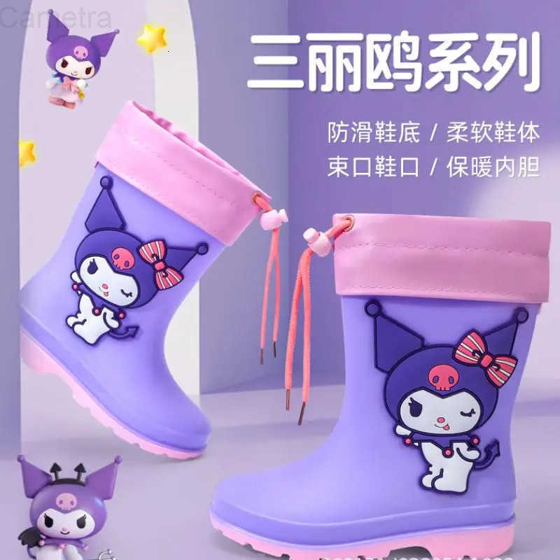 Sanrio New Childrens Boots Sanrios Kuromi My Melody Children Rain Boots Good-Looking Water Shoes High Quality Fashion Rain Boot H251110