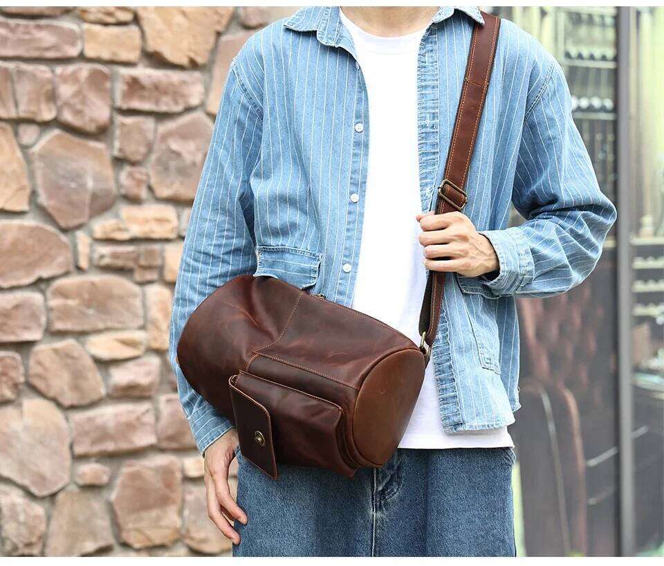 Designer Bag Tote Bag Shoulder Bag Genuine Leather Cylindrical Crossbody Bag Leisure Messenger Shoulder Bags Cowhide Male Travel Hiking Daypack For Me