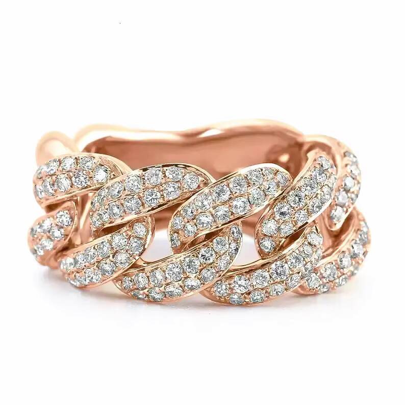 Starsgem Custom Mossonite Cuban 925 Sterling Silver Vvs Mossanite Diamond Hiphop Hip Hop Mens Moissanite Cuban Link Ring