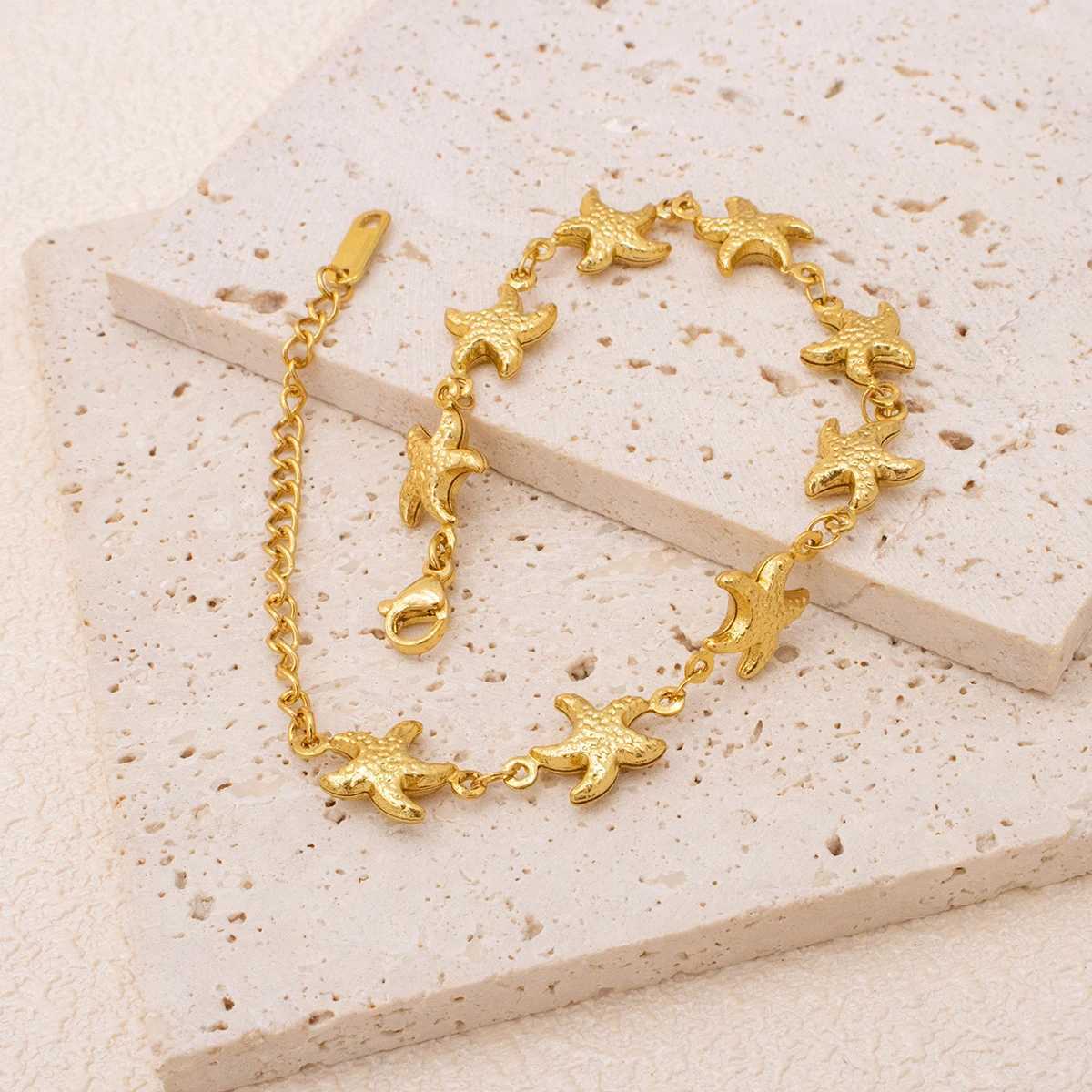 New Luxury Gold Color Starfish Bracelet - Stainless Steel Jewelry for Women Hypoallergenic Gift Party Bangles AccessoriesT251110