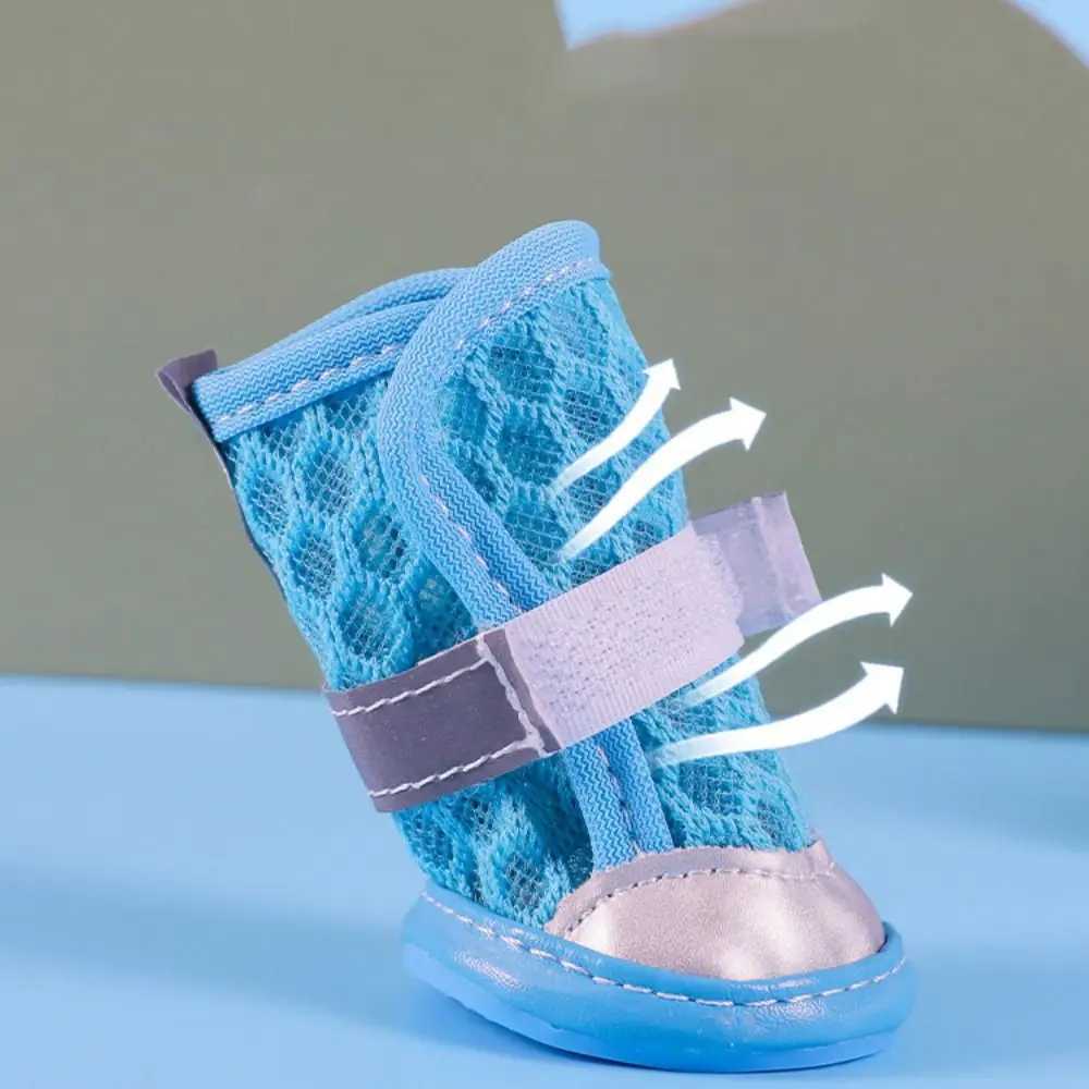 4 pieces/set of practical wear-resistant dog mesh shoes anti slip breathable dog foot covers reflective pet mesh boots T2504010
