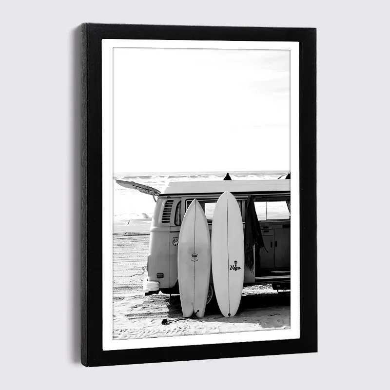 A4 13x18cm 6x8 Black Photo With Nordic Canvas Painting Beach Sea Palm Leaf Boat Horse Picture Poster Frame L251110 H260306
