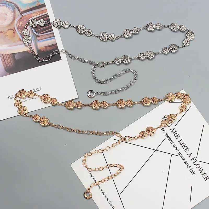 Fashionable metal rose waist chain retro version belt Wens dress set jeans decorative belt clothing accessories X250410