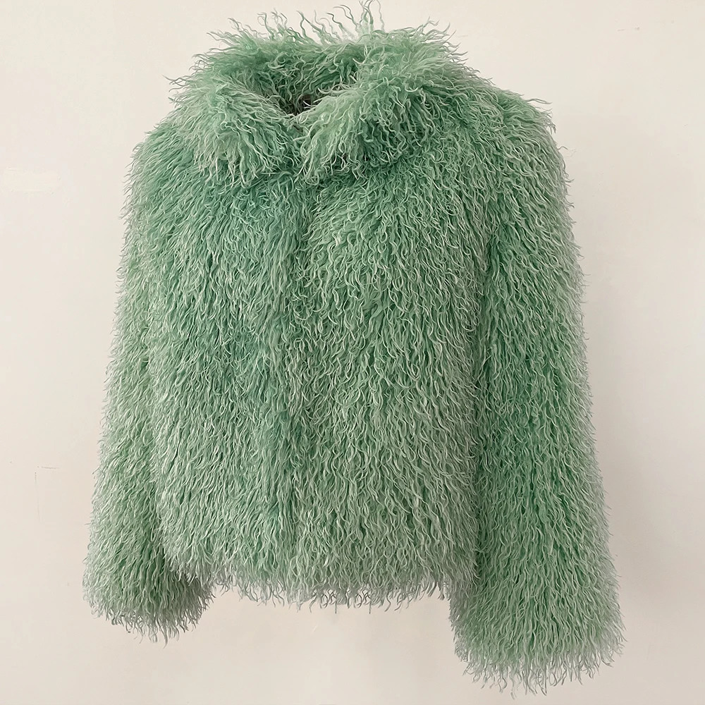 Fur Coat Ecofriendly Female Mongolian Sheep Fluffy Jacket Women Winter Artificial Thick Warm Outerwear Lady 251110