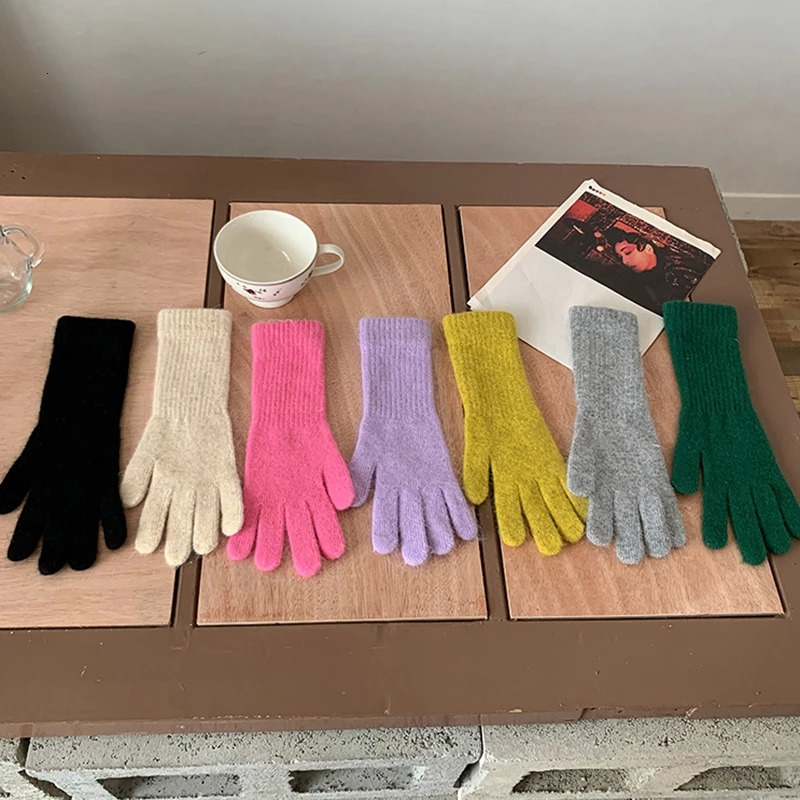 Solid Color Five-fingered Gloves Winter Women Gloves Extended Elbow Warm Gloves INS Style Fashion Girls Winter Accessories 251106