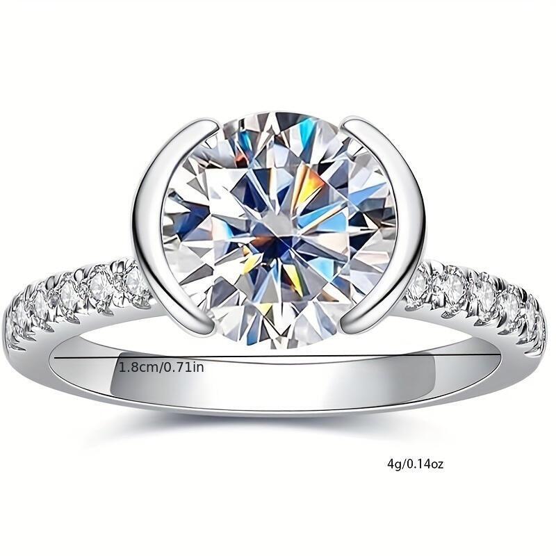 Women's Moissanite Engagement Half Mount Lab-Grown Dia Promise Ring 14K White Gold Plated Gift ddmyfriend