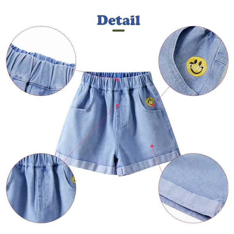 2024 Summer Hot Girl Shorts Summer Casual Cowboy Shorts 3-10 Year Old Preschool Girls Pocket Design Jeans Shorts Youth Shorts Z250410