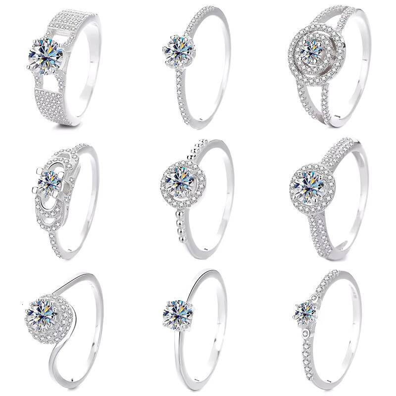Romantic Womens Engagement Ring Quality High Moissanite D VVS Brilliant Cut 925 Sterling Silver Wholesale Jewelry for Weddings