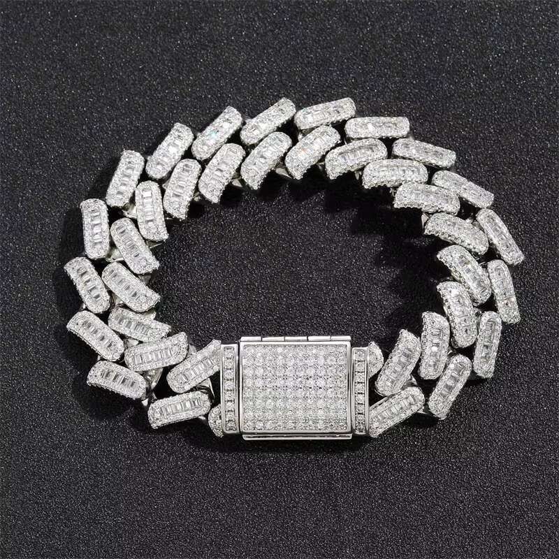 Fashion Pearl Hip Hop Jewelry 16mm Genuine Gold Plated Cubic Zirconia Thorn Cuban Men's Chain Bracelet