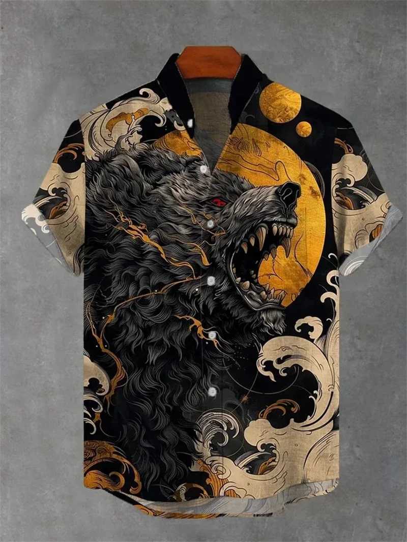 Mens 3D Ocean Animal Printed Fashion Button Short Sleeve Street Clothing Cool Innovation Hawaiian Shirt X250410