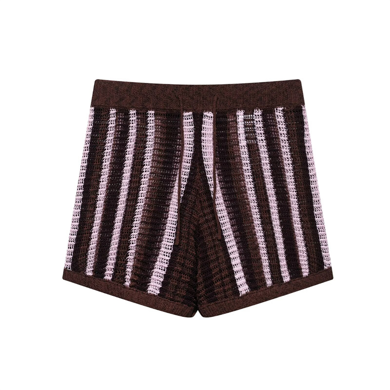 2025 Spring/Summer New Product Casual Women's Polo Shirt Short Sleeve Knitted Shirt High Waist Knitted Shorts Set