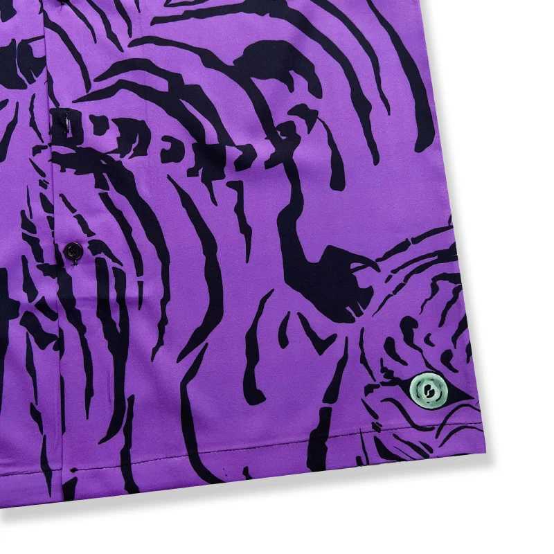 Black purple tiger Hawaiian shirt mens summer button down collar mens top mens top X250410