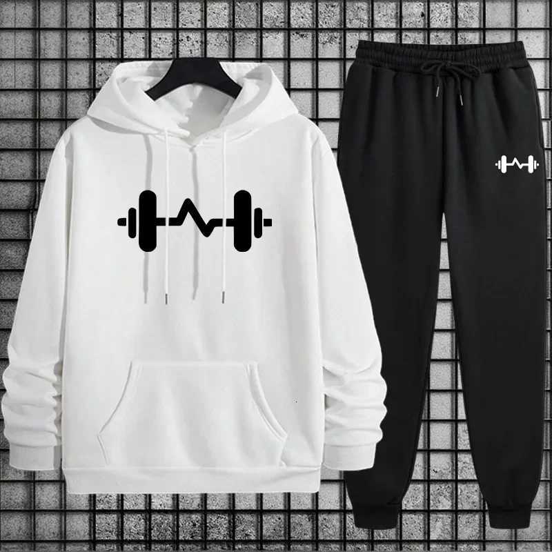 2025 Fashion Mens Sportswear Hooded Sweatshirt and Jogger Pants Autumn Winter Male Daily Casual Sporty Fitness Hoodie Outfits W251110