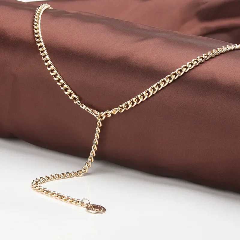 Fashion metal ball pendant waist chain thin strip gold long girl Fem strap used for dresses skirts decorative belts X250410