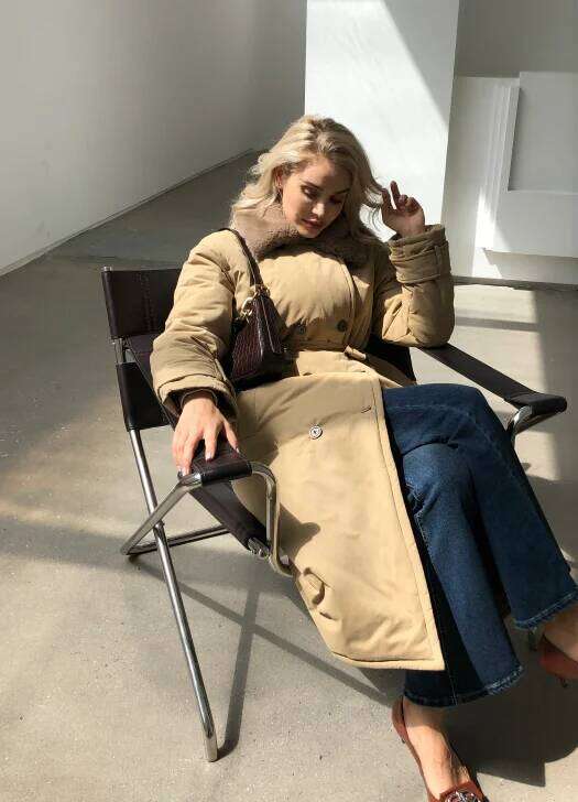 Women Winter Stylish Thick Warm Fur Collar Long Parka Runway Designer Long Coat Female Overcoat