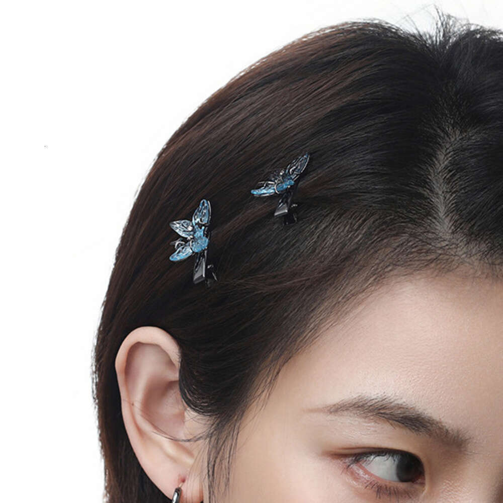 DHcollections New Blue Butterfly Fashion Commuting Side Bang Clip High-End Original Design Fresh Sweet Hair Accessory