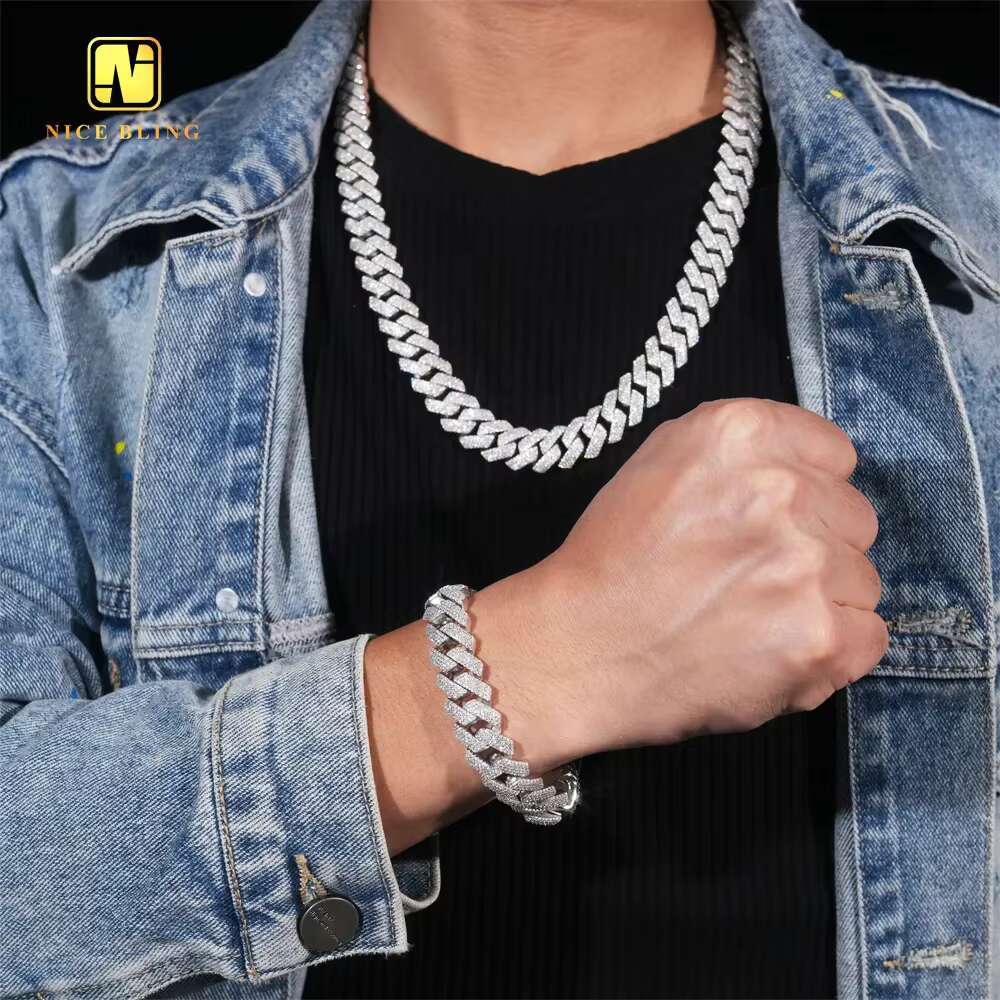 Ready 15mm bracelet, ready hip-hop jewelry, Cuban chain, made of silica