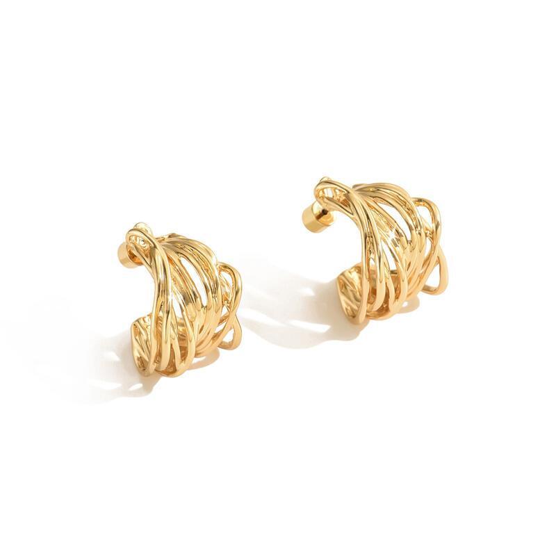 Chunky Gold/Sier For Women Trendy Knot K Geometry Drop Dangle Statement Stud Earrings Fashion Jewelry Gift TY
