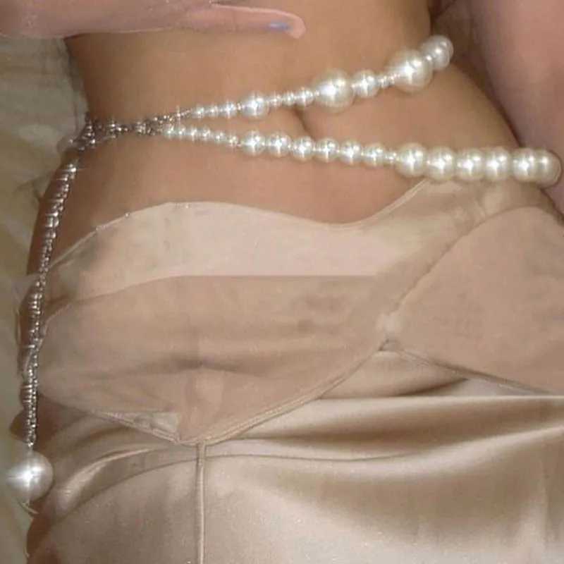 Sexy Geely pearl waist chain suitable for warm double-layer pearl chains streetwear summer fashion body jewelry X250410