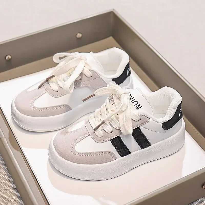 Lace Up Childrens Color Blocked Board Shoes Round Toe Sewing Thread Kids Soft Sole Thick Bottom Non Slip Outdoor Simple StyleT251110