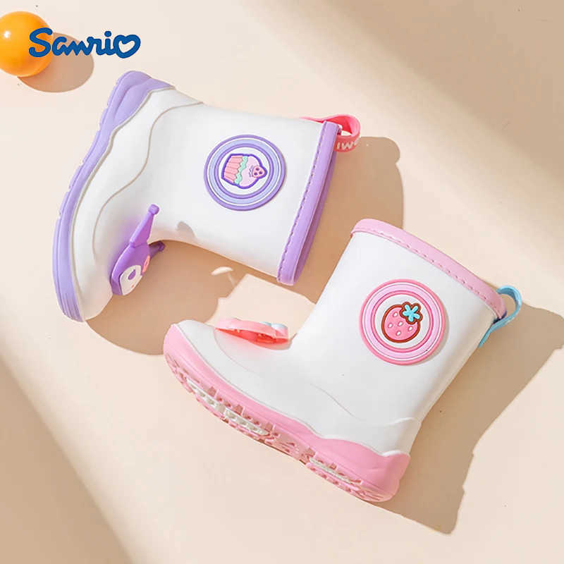Sanrio Childrens Rubber Boots By Cute Macaron Color Scheme Kuromi Melody Kitty Rain Boots Outdoor Non-slip Waterproof Shoes H251110