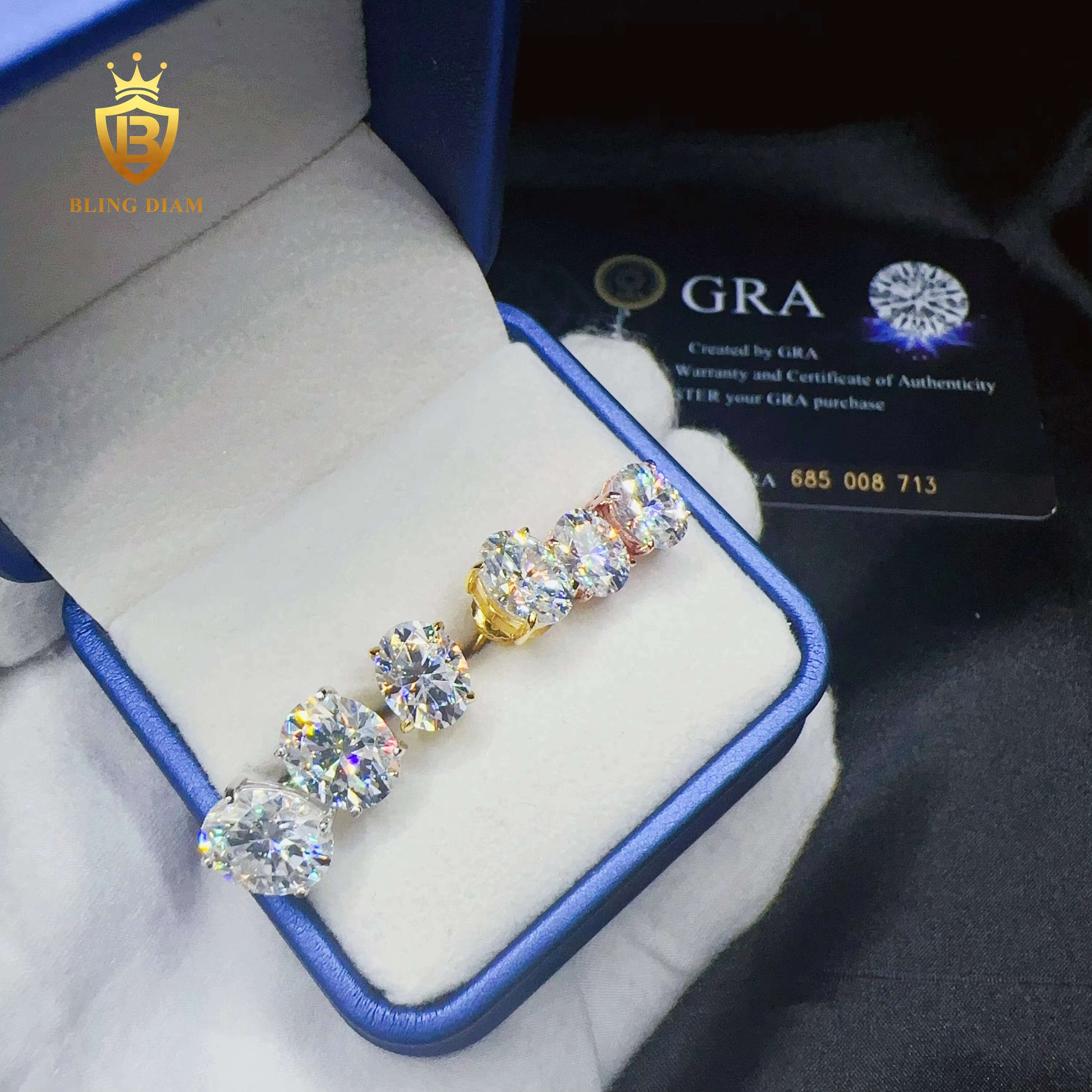 Blingdiam Jewelry Factory Price Oval Cut Earrings 925 Sterling Silver VVS Moissanite Single Diamond Earrings for Women