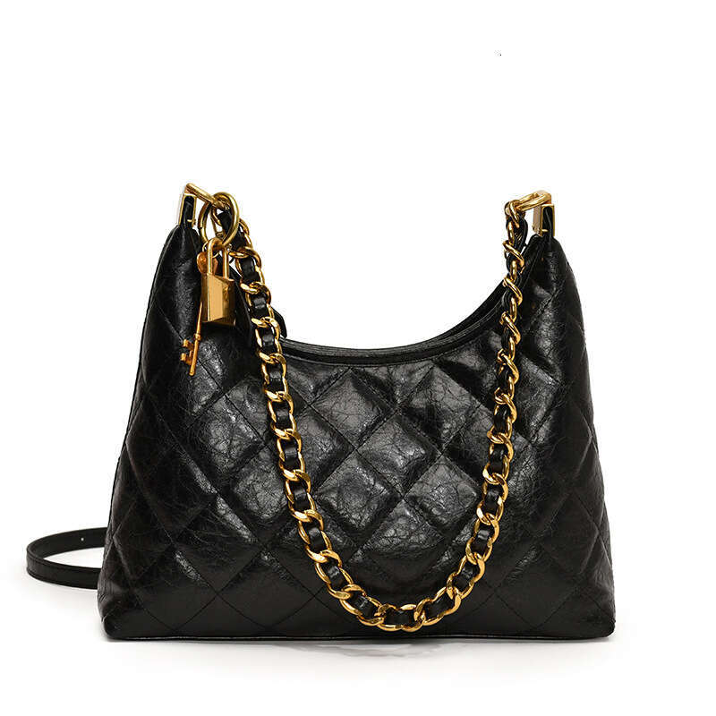 Women Elegant Crossbody Bag With Chain Strap Sophisticated Golden Tone Hardware, Everyday Formal Events Synthetic Faux Leather Handbag For Women,