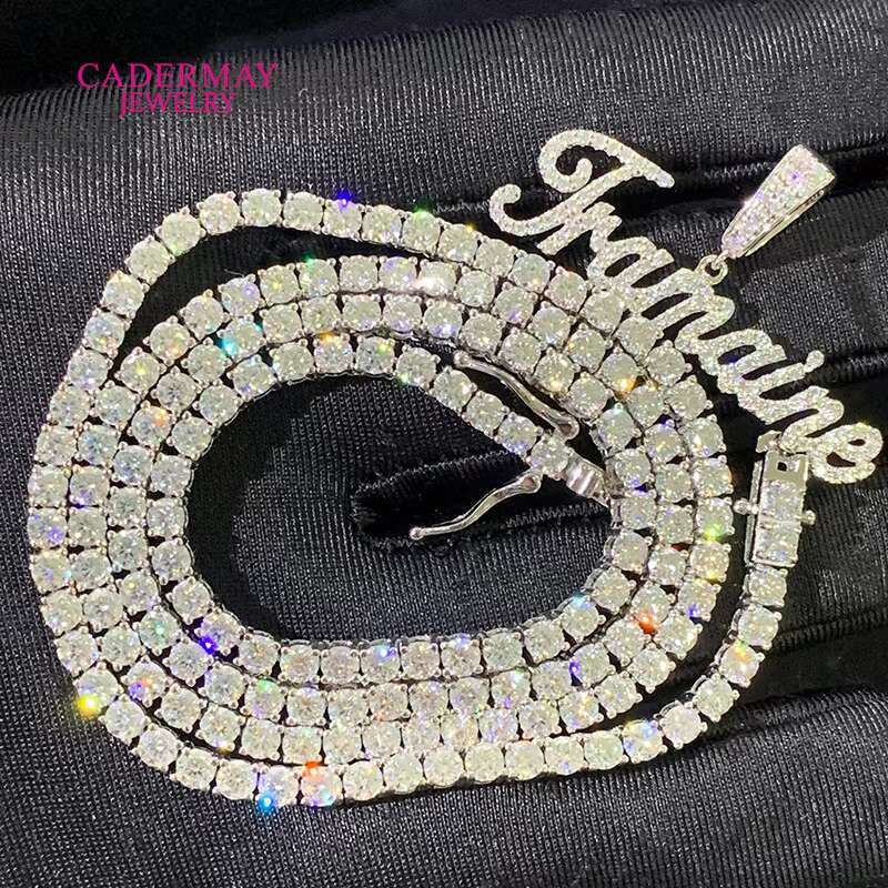 High Quality Fashion Jewelry Moissanite Chain Necklace 925 Silver 2mm 3mm 4mm 5mm VVS Moissanite Tennis Chain Hiphop Jewelry