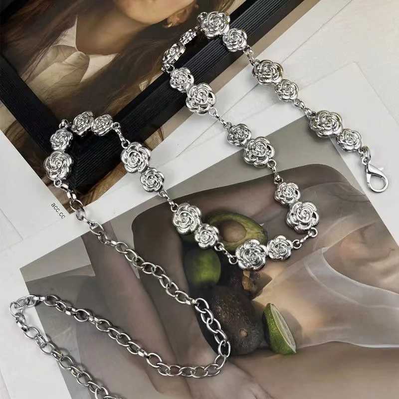 Fashionable metal rose waist chain retro version belt Wens dress set jeans decorative belt clothing accessories X250410