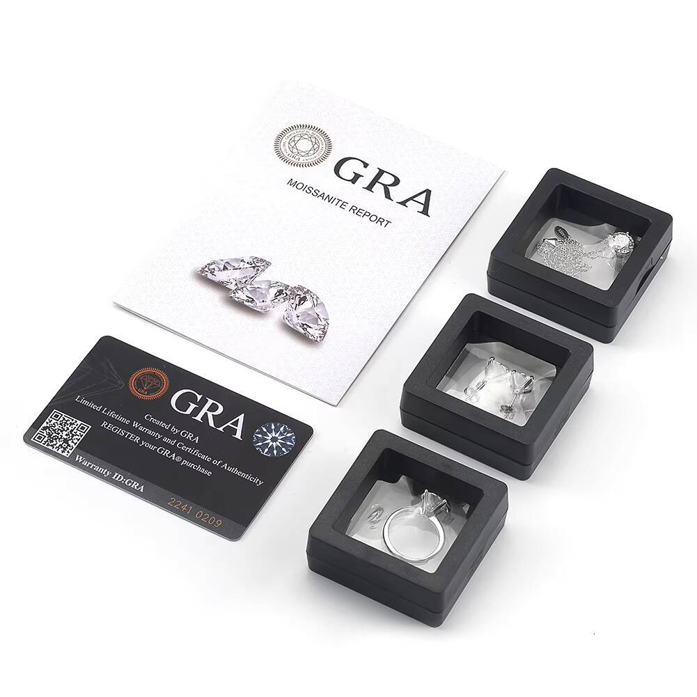 RINNTIN SMO4 Moissanite Wedding Set 925 Silver 4 Prong Setting Round Shape D Color VVS Moissanite Ring Necklace Jewelry Sets