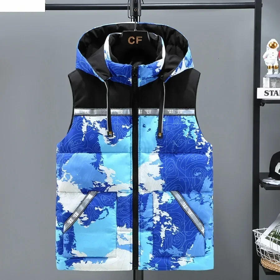 Plus Size 8XL Mens Camouflage Thicken Hooded Vests Winter Warm Sleeveless Down Cotton Vest Jacket Male Outdoor Casual Waistcoat 251105