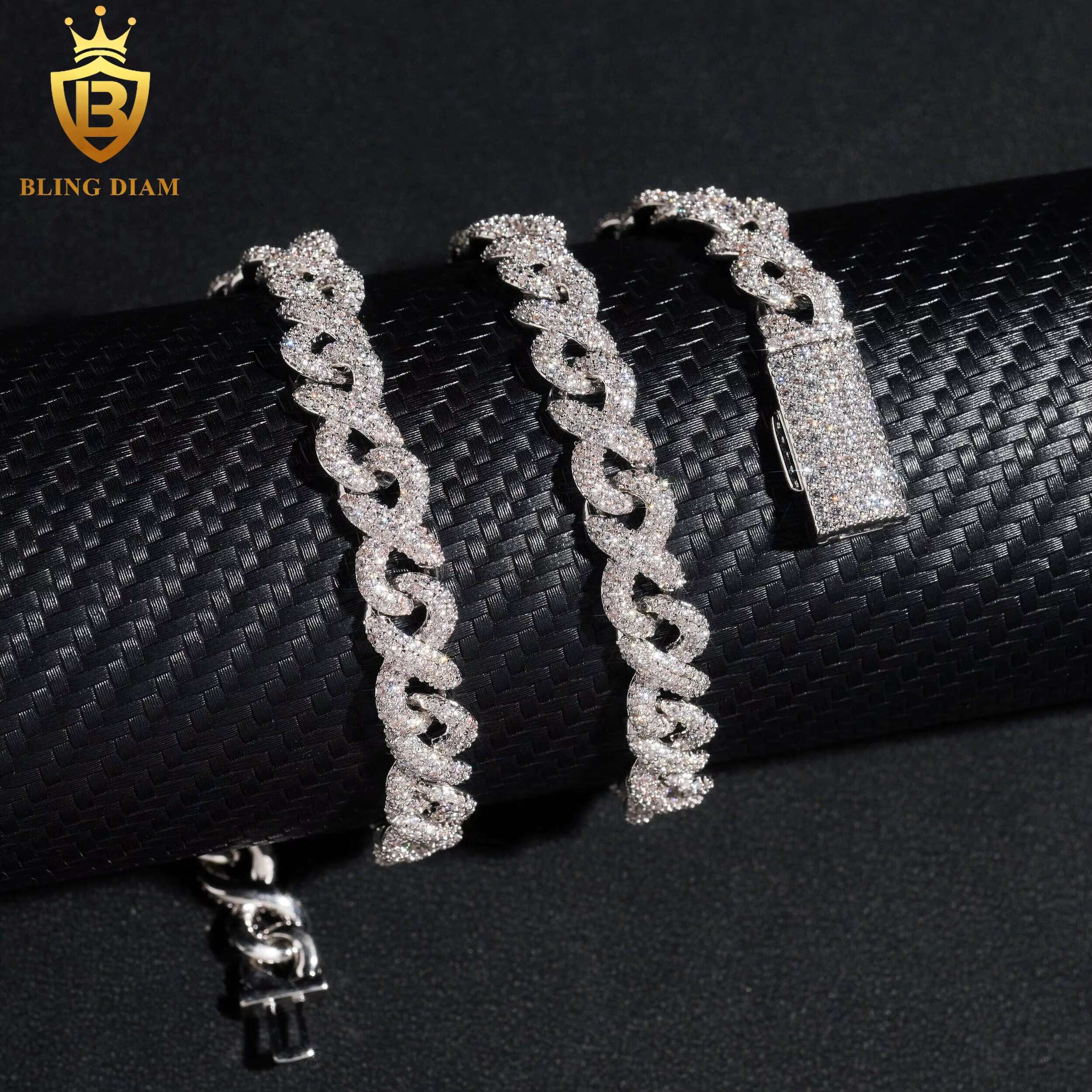 8mm Hip Hop Jewelry Cuban Link Chain 925 Sterling Silver Moissanite Iced Out Necklace for Men High Quality