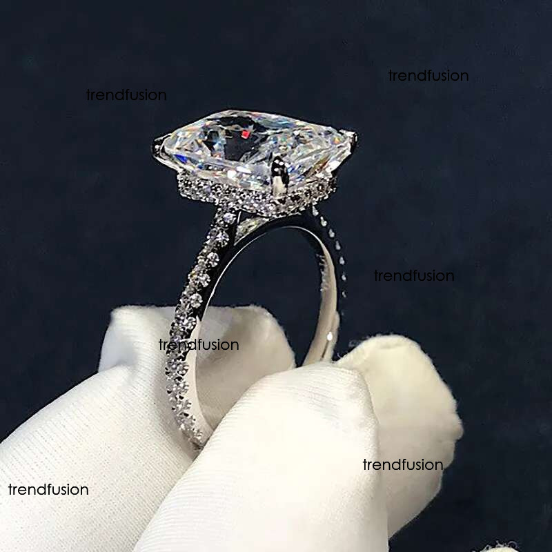 Top quality Radiant Cut 3ct square Lab Mossen Dia Ring sterg sier Jewelry Engagement Wedding band moissanite Rings for Women Bridal Party gift