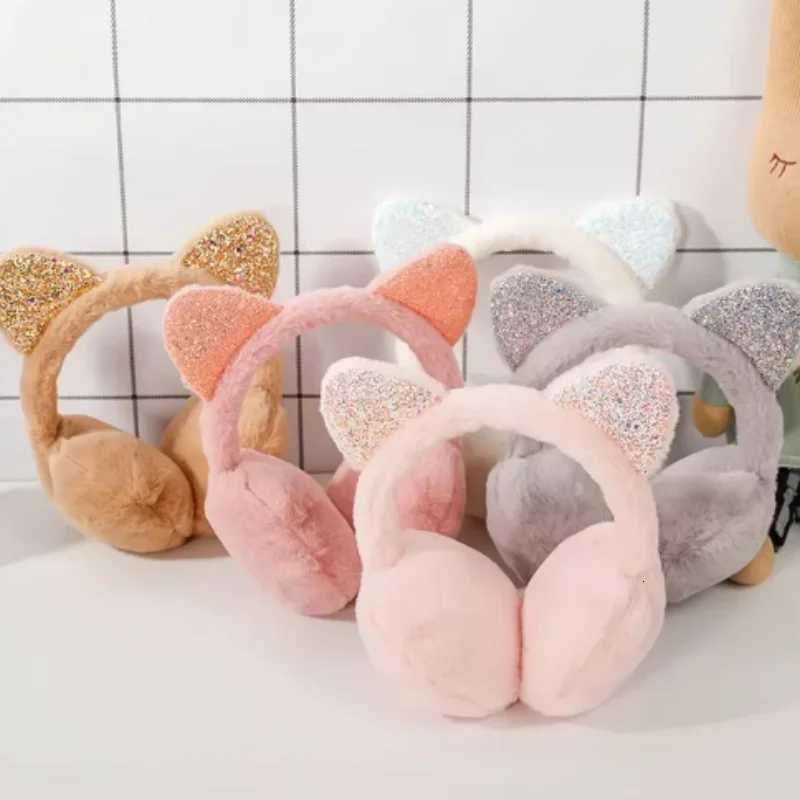 New Lovely Winter Warm Cat Ear Warmers Glitter Ears Plush Earmuffs for Women Playful Girls Ear Muffs Cold Protection Warm Hot W251110