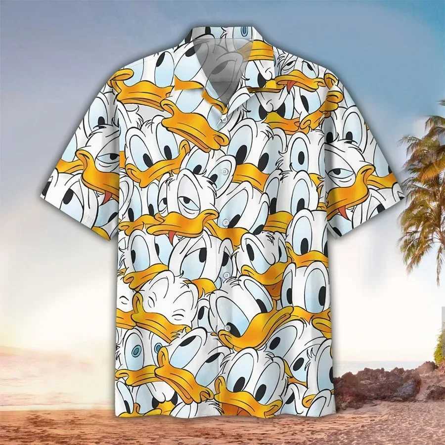 Camisa Hawaiana de Camisa de Pato DonaldFlores de Playa AlohaCamisa de Verano de X250410