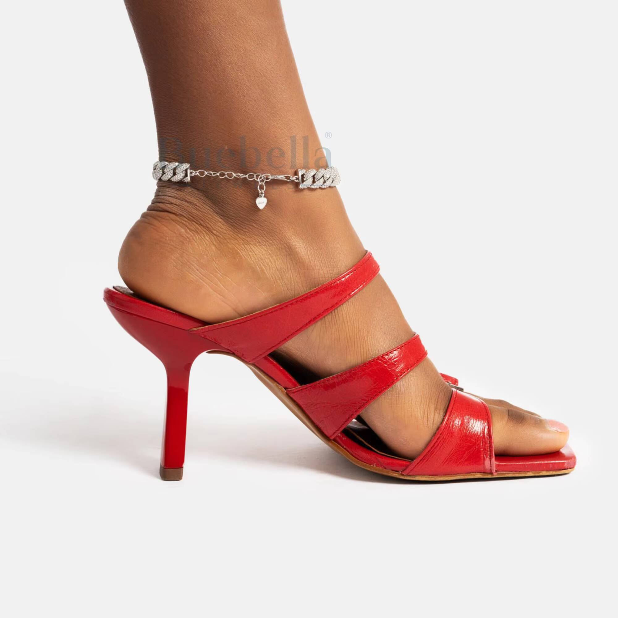 14k White Gold Plated Round Cut Moissanite Diamond 85mm Diamond Cuban Anklet for Women Elegant Fine Jewelry