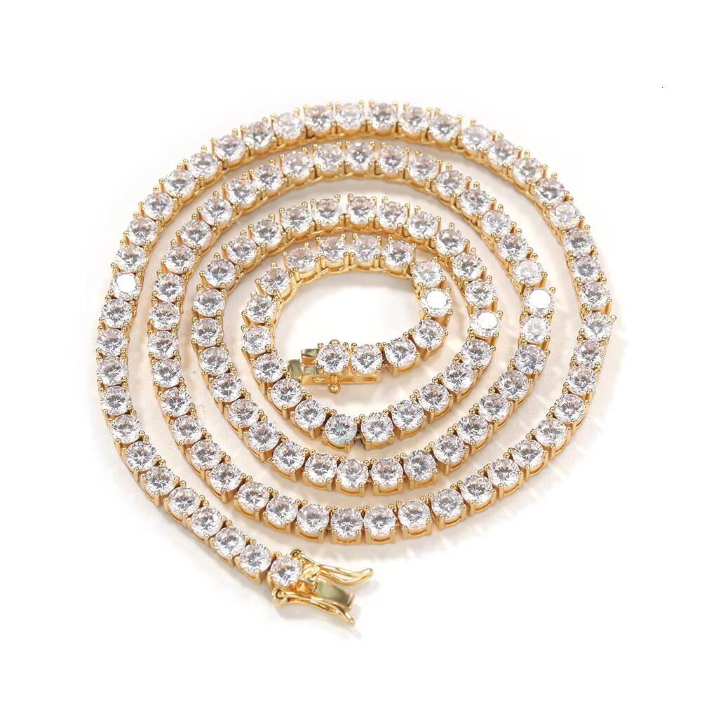 Uwin 3mm 4mm Real 925 Sterling Silver VVS D Color Moissanite Diamond Tennis Chain Bracelet Anklet Necklace Fine Jewelry