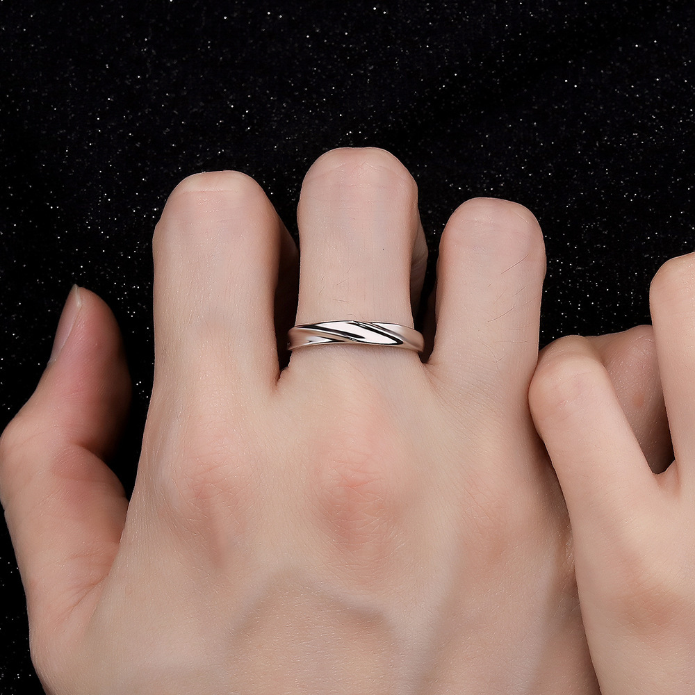 Shared Love River S999 Sterling Silver Ring Simple Luxury Designer Ring Micro Pave Zircon Pure Silver Couple Ring Valentine's Day Fashion Ring Ma