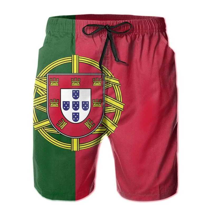 Classic 3D printed Portuguese flag beach shorts mens quick dry bath set loose surfboard shorts popular sports swimming rodW250410