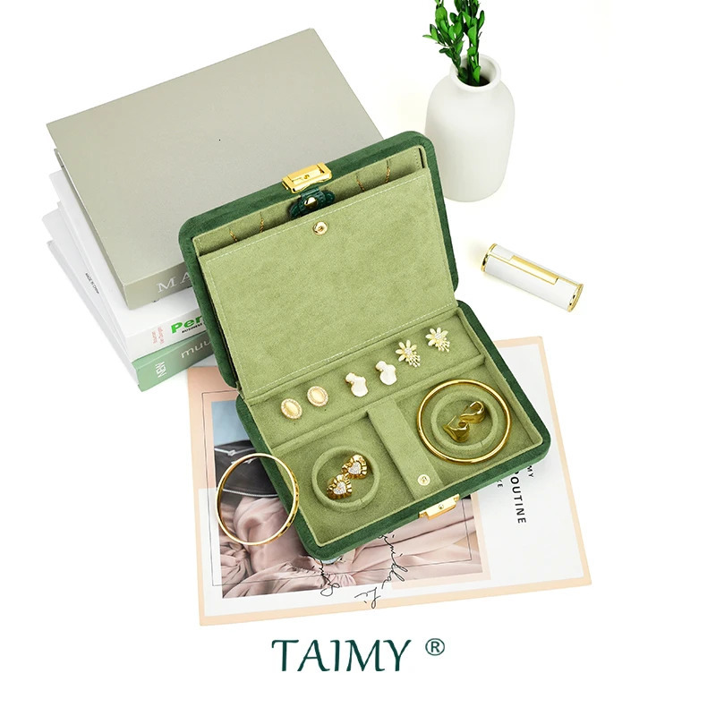 TAIMY Personalized Highend Jewelry Box Plush Portable Travel Jewelry Storage Box Multifunctional Jewellery Organizer Custom 250409
