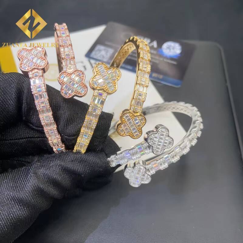 New Arrival Designs Moissanite Four Leaf Clover Bracelet 925 Silver Pass Diamond Tester Moissanite Womens Bracelet with GRA