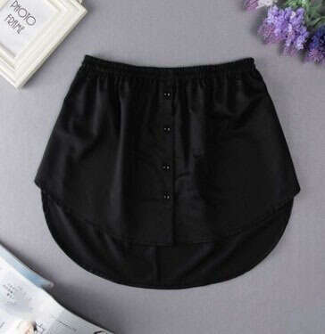 Versatile Shirt with Fake Hem for and Base Layering Plaid Skirt