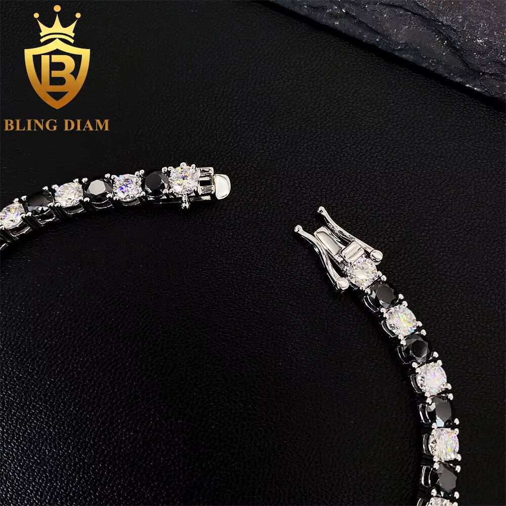 Fashion Bling Rhinestones Jewelry Pass Diamond Tester 4mm 925 Sterling Silver VVS Moissanite Iced Out Bracelet