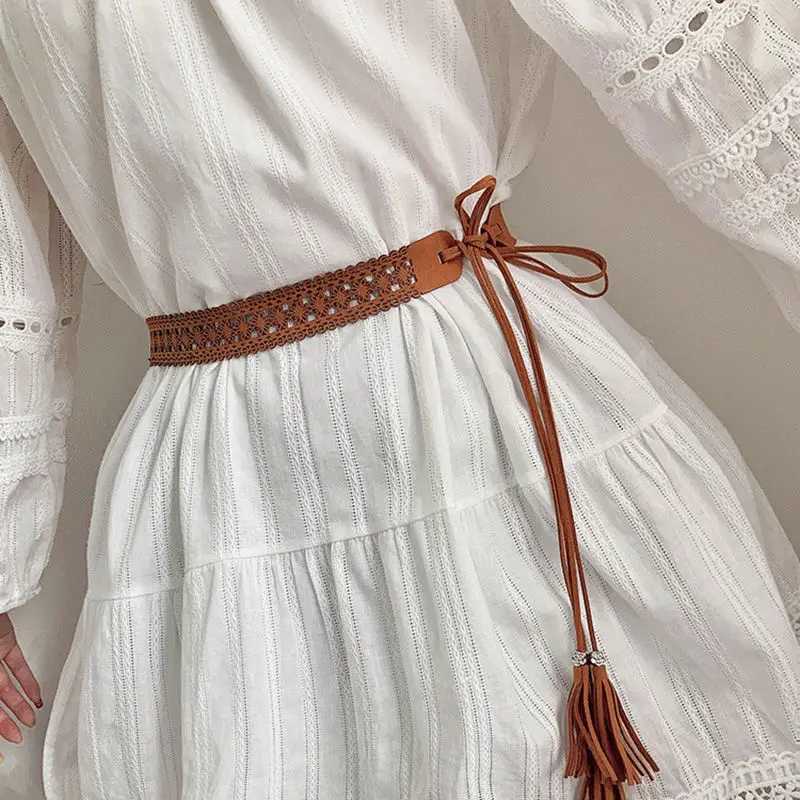 Vintage Bohen long tassel woven belt suitable for women to weave hemp ropes tie belts dresses decorative bands X250410