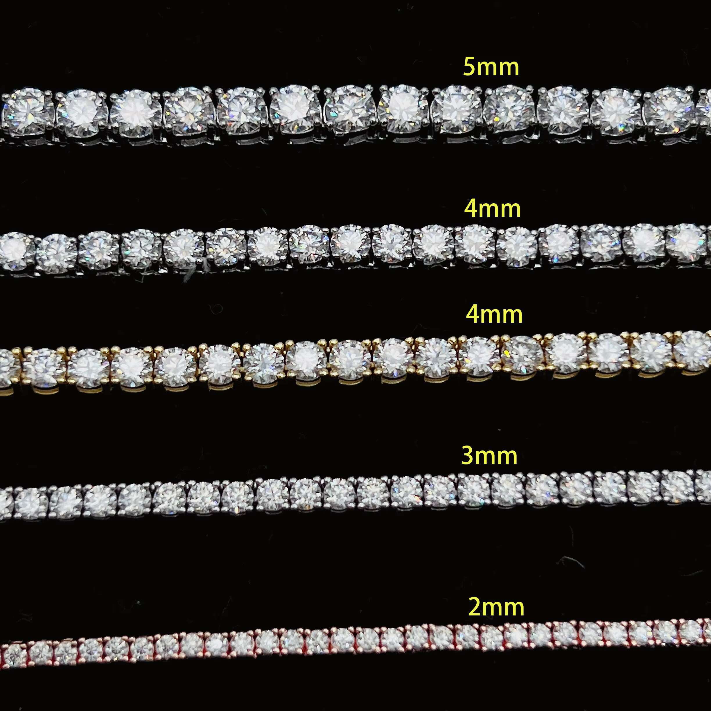 Hot Selling 3MM 10K 14K 18K Real Solid Gold VVS Moissanite Jewelry Chain Men Tennis Chain