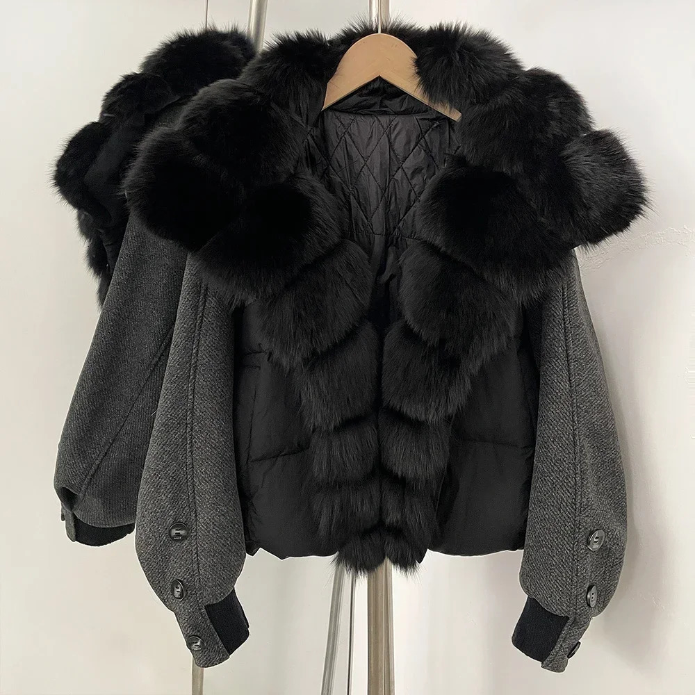OFTBUY Fur Jacket Warm Women Thick Real Fox Collar Autumn Winter Duck Down Coat Natural Big Puffer Female 251110