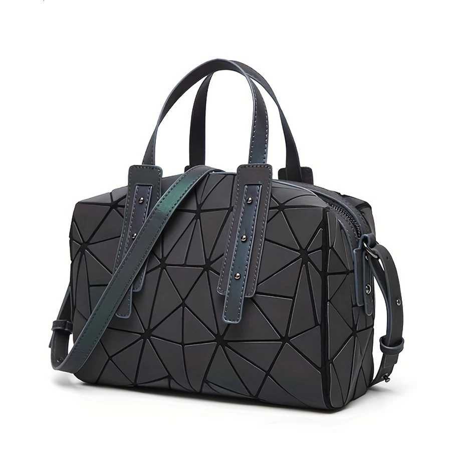 Ladies geometric diamond handbag luminous shoulder bag large-capacity Boston bag foldable women shoulder crossbody bag K251110