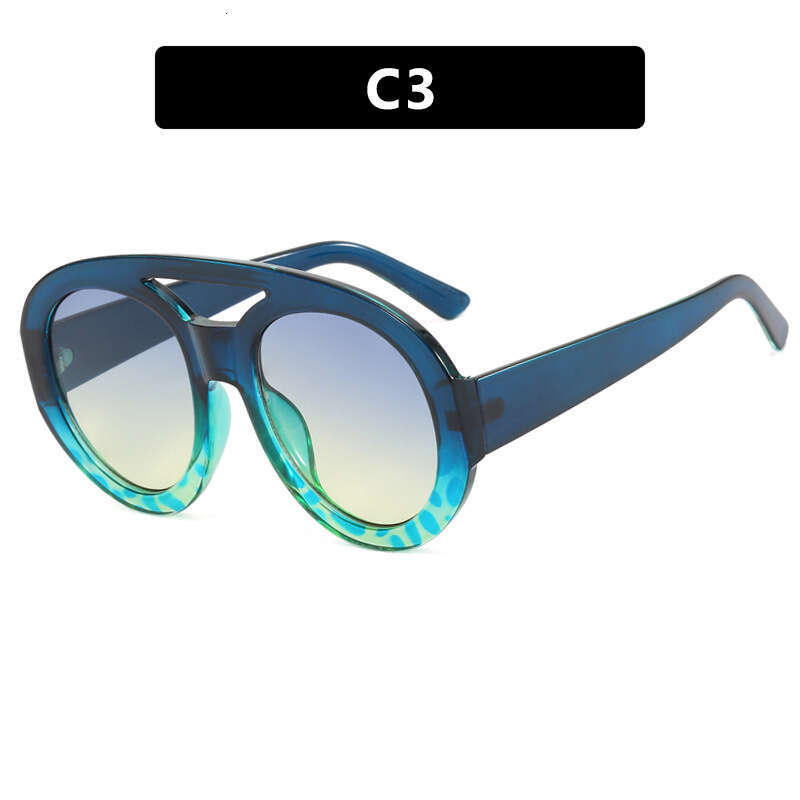 Oversized Frog-Shaped Double Bridge Sunglasses Fashion Color-Block Cross-Border Ins Internet Celebrity Sun glasses for Women
