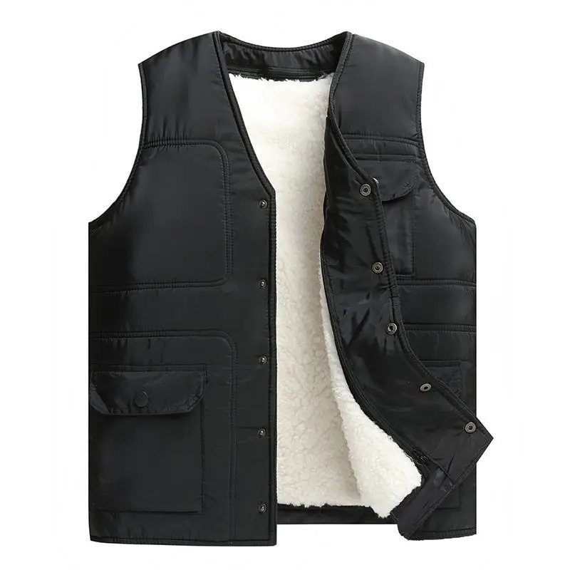 Winter Fur Vest Bodywarmer Men Thicker V-collar Button Zipper Wool Dog Hair Warm Vest Selling Winter Jacket 251105